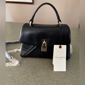 NWT Ted Baker Poppy Mini Satchel Black Leather Bag